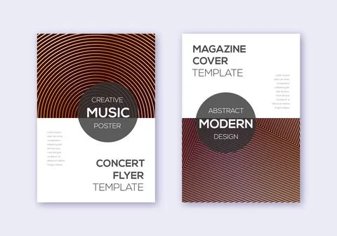 Modern cover design template set. Gold abstract li Stock Illustration