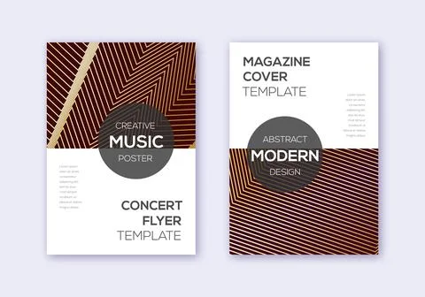 Modern cover design template set. Gold abstract li Stock Illustration