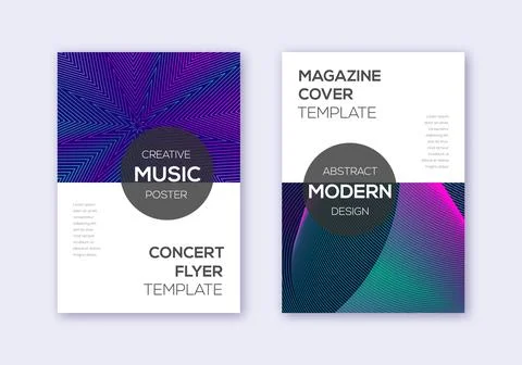Modern cover design template set. Neon abstract li Stock Illustration