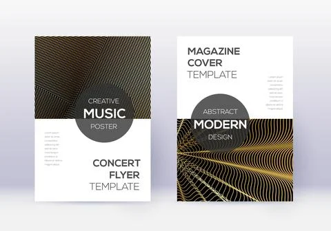 Modern cover design template set. Gold abstract li Stock Illustration