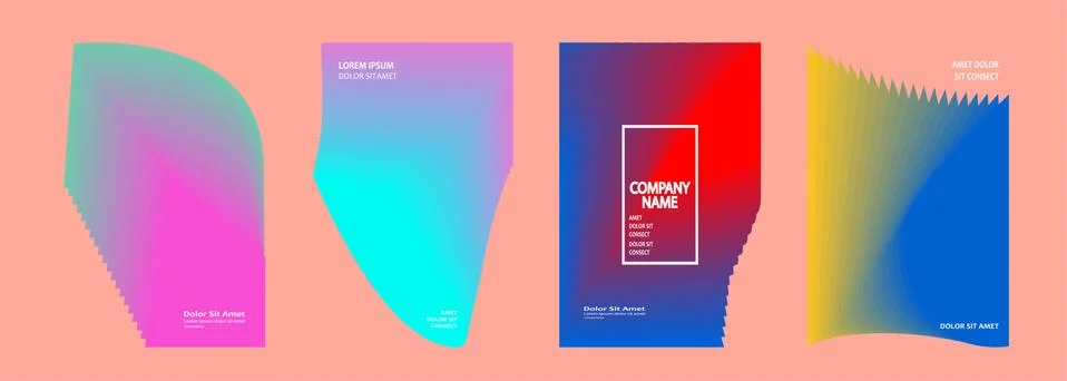 Modern covers design set vector. Abstract bright neon pattern retro style. Dy Stock Illustration