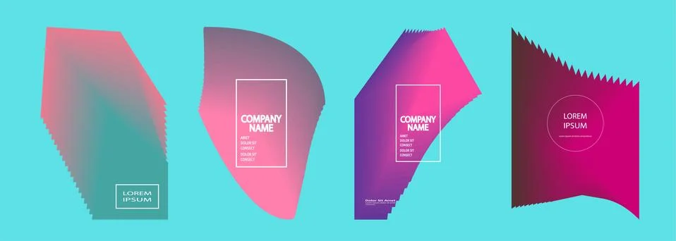 Modern covers design set vector. Abstract bright neon pattern retro style. Dy イラスト素材