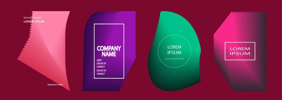 Modern covers design set vector. Abstract bright neon pattern retro style. Dy イラスト素材