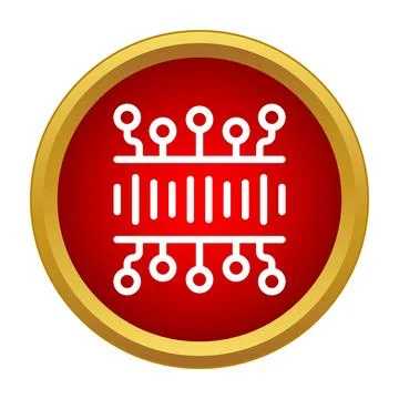 Modern cpu circuit icon with red digital background Stock Illustration