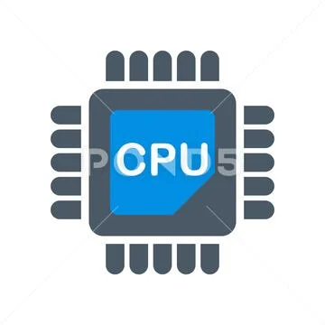 Modern CPU icon. Semiconductor chip. Circuit. Vector. Stockillustratie