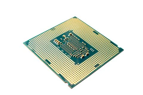 Modern CPU processor chip isolated on white background. Stock Photos