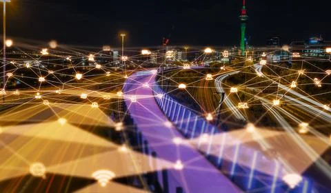 The modern creative communication and internet network connect in smart city Illustrazione stock