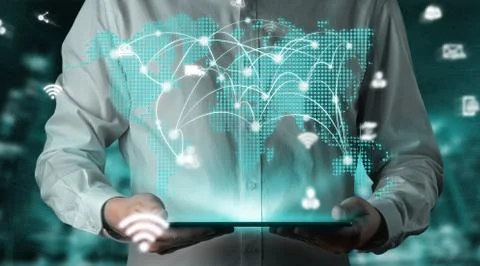 The modern creative communication and internet network connect in smart city Fotos Stock