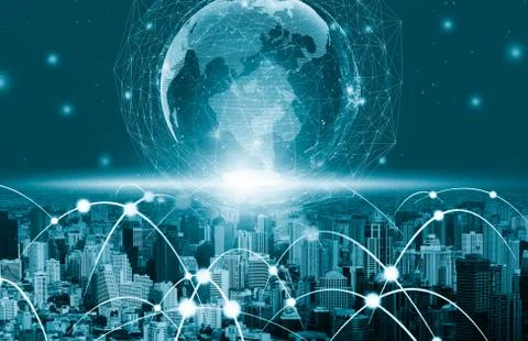 The modern creative communication and internet network connect in smart city Fotos Stock