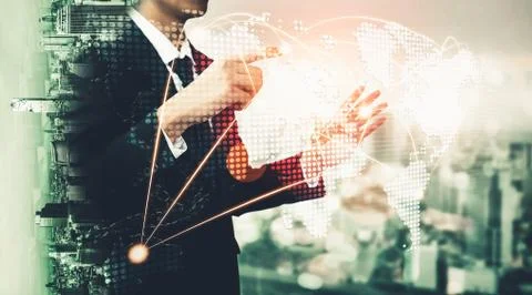 The modern creative communication and internet network connect in smart city Stock Photos