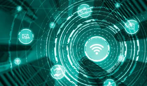 The modern creative communication and internet network connect in smart city Fotos Stock