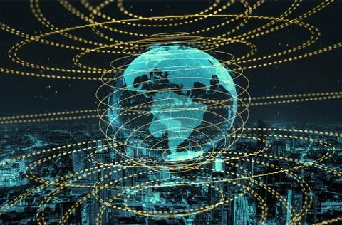 The modern creative communication and internet network connect in smart city Fotos Stock
