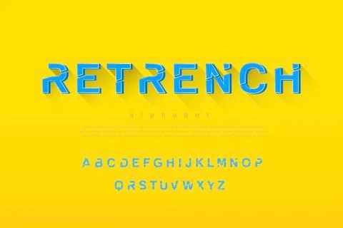 Modern creative design retrench theme alphabet font set Stock Illustration