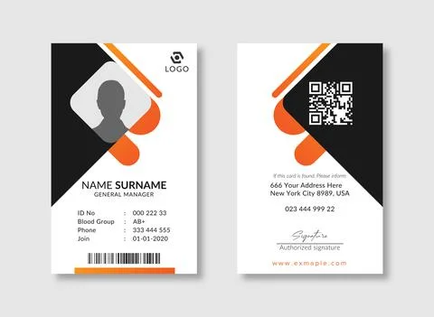 Modern creative ID Card Template with an author photo place. Office Id Card Illustrazione stock