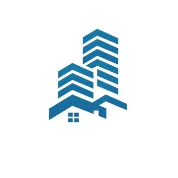 Modern creative idea of square line art building logo design vector Stock Illustration