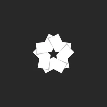 Modern creative logo star shape of overlapping paper signs in the form of arr Stock Illustration