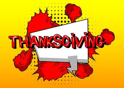 Modern creative pop art vibrant comic book style Thanksgiving text. Cartoon.. イラスト素材