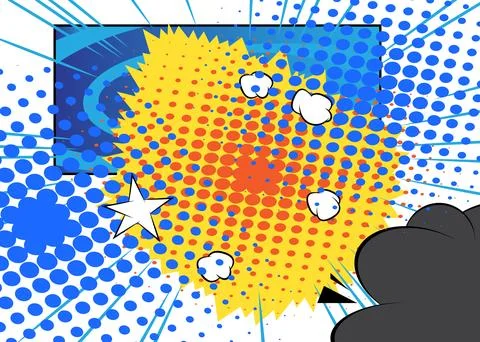 Modern creative pop art vibrant comic book style background. Cartoon effect.. Illustrazione stock