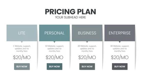 Modern creative pricing subscription plan table template with minimal line ic Illustrazione stock