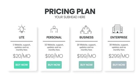 Modern creative pricing subscription plan table template with minimal line ic Illustrazione stock