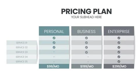 Modern creative pricing subscription plan table template with minimal line ic Illustrazione stock