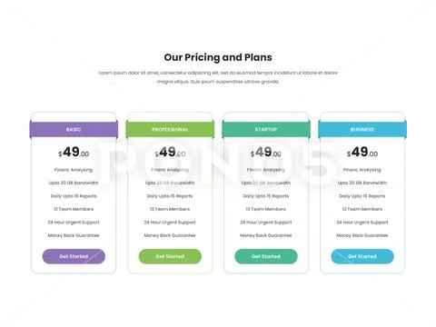Modern creative pricing table PSD Template