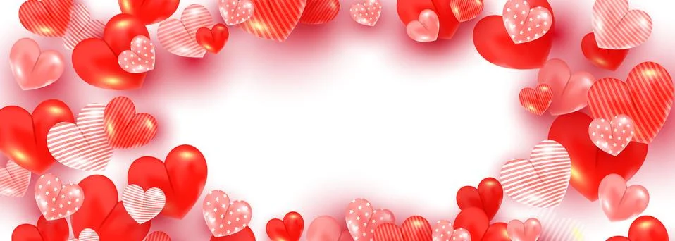 Modern creative red striped pattern heart shape frame on white background Illustrazione stock