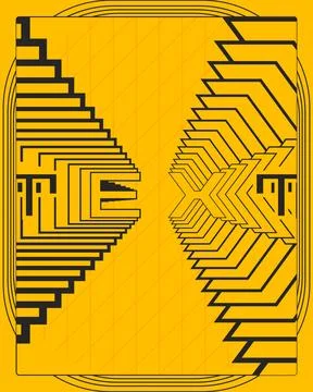 Modern Creative Typography Poster Swirling Line Composition Wall Art Design Stock Illustration
