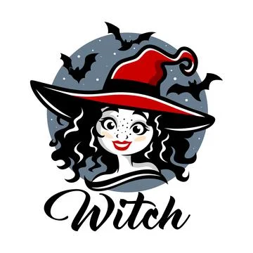 Modern creative witch logo. Halloween Stock Illustration