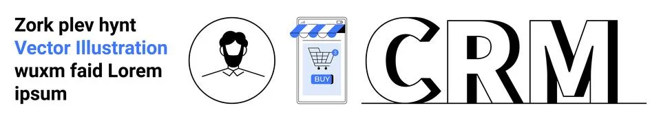Modern CRM Elements with User Avatar, Shopping Cart, and Storefront イラスト素材
