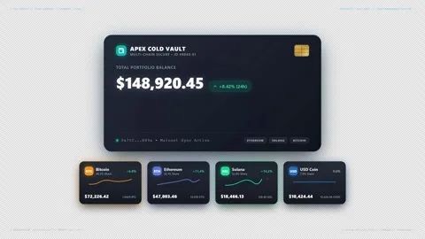 Modern Crypto Wallet Balance Card Flip Reveal with a soft gradient 4K Alpha Видео 346539953