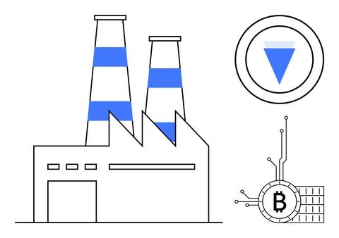 Modern cryptocurrency mining operations and blockchain technology with indu.. 스톡 일러스트