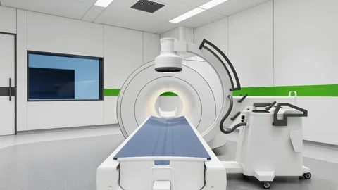 Modern CT Scan Room Video Moving Slow Toward Advanced Medical Scanner 4k Stock Footage 341605613