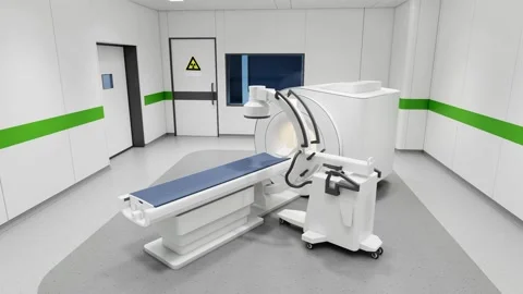 Modern CT Scan Room Video Moving Slow Toward Advanced Medical Scanner 4k Stock Footage 341605679
