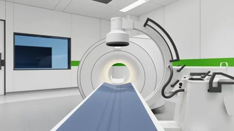Modern CT Scan Room Video Moving Slow Toward Advanced Medical Scanner 4k Stock Footage 341605681