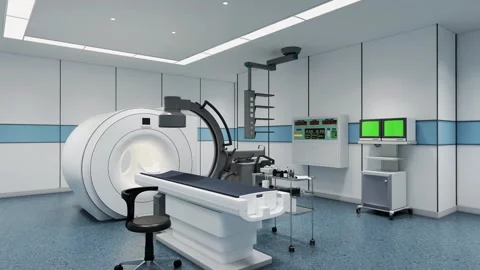 Modern CT Scan Room Video Moving Slow Toward Advanced Medical Scanner 4k Stock Footage 341606638