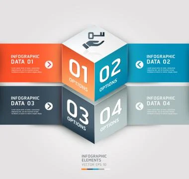 Modern cube origami style options banner. Vector illustration. Stock Illustration