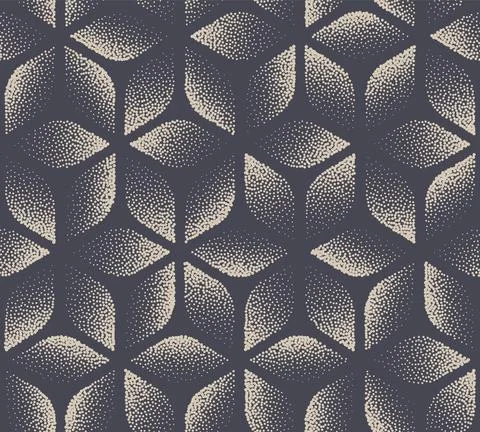Modern Cube Stippled Isometric Seamless Pattern Vector Abstract Background Stock Illustration