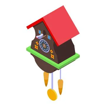Modern Cuckoo Clock icon isometric vector. Bird pendulum 스톡 일러스트
