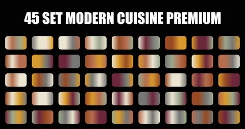 Modern cuisine premium gradient set featuring elegant metallic color palettes Stock Illustration