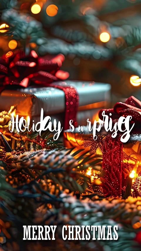 Modern Cursive Text Animation Happy Christmas Saying Holiday Surprises Stockbeeldmateriaal 292495976