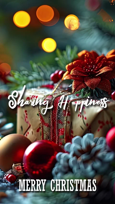 Modern Cursive Text Animation Happy Christmas Saying Sharing Happiness Stock Footage 292496304