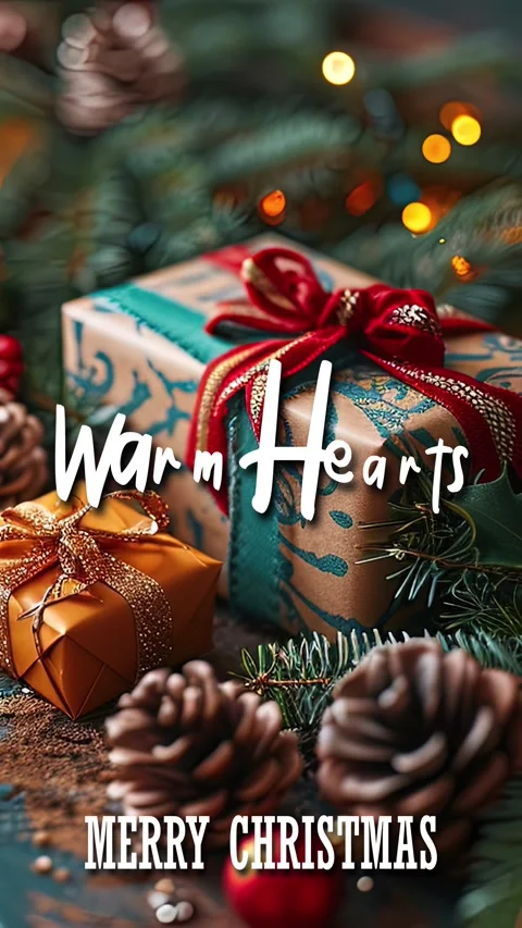 Modern Cursive Text Animation Happy Christmas Saying Warm Hearts Stock Footage 292496756