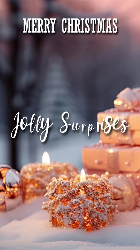 Modern Cursive Text Animation Happy Christmas Saying Jolly Surprises Stock Footage 292497397