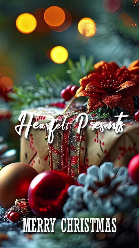 Modern Cursive Text Animation Happy Christmas Saying Heartfelt Presents Stockbeeldmateriaal 292498051