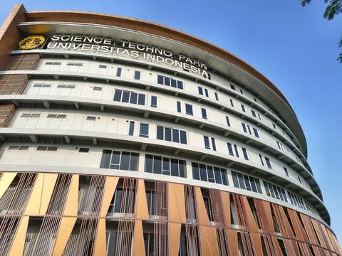 Modern curved architecture of Science Techno Park Universitas Indonesia. Stock Photos