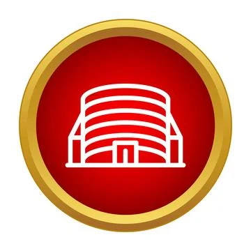 Modern curved building icon on red and gold circle Ilustración de archivo