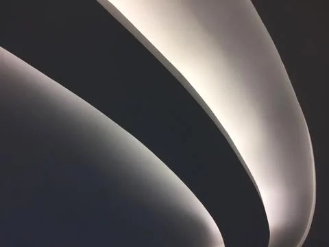 Modern Curved Ceiling with Reflected Lighting Stock Photos