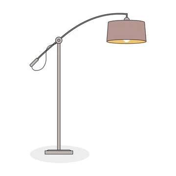 Modern Curved Floor Lamp Vector Illustration with Warm Ambient Light for Mi.. Stock Illustration