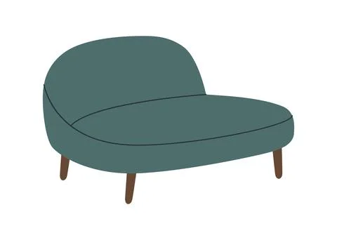 Modern curved sofa. Flat vector furniture illustration for interior design Stock Illustration
